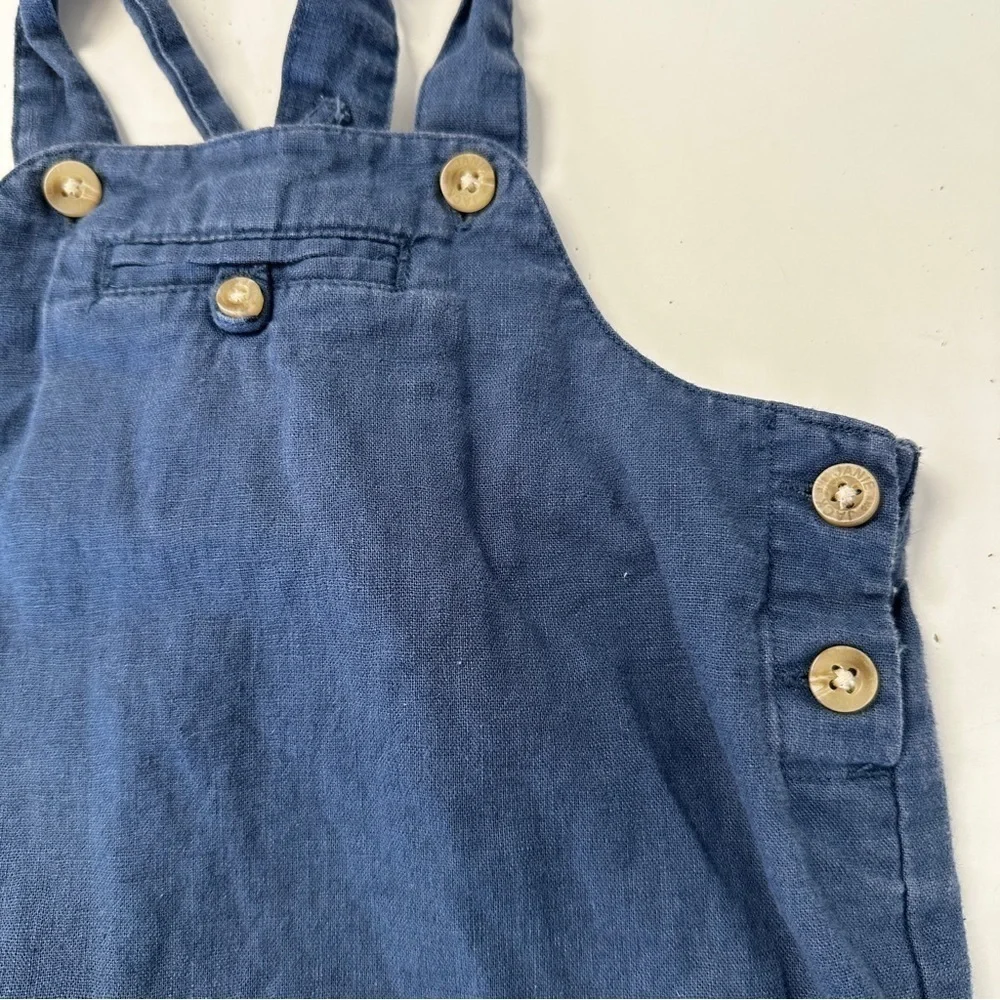 Janie & Jack Navy Short Linen Overall 3-6m